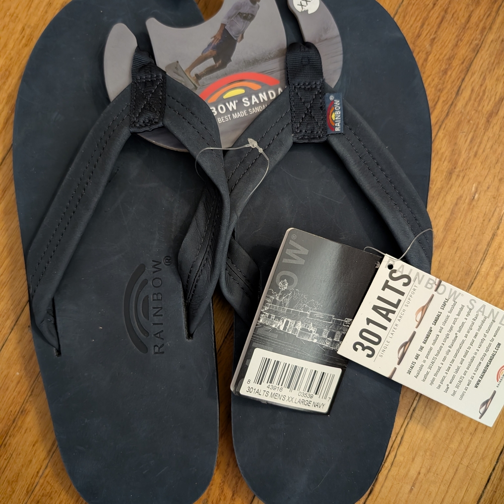 Rainbow Men's Black Flip Flops